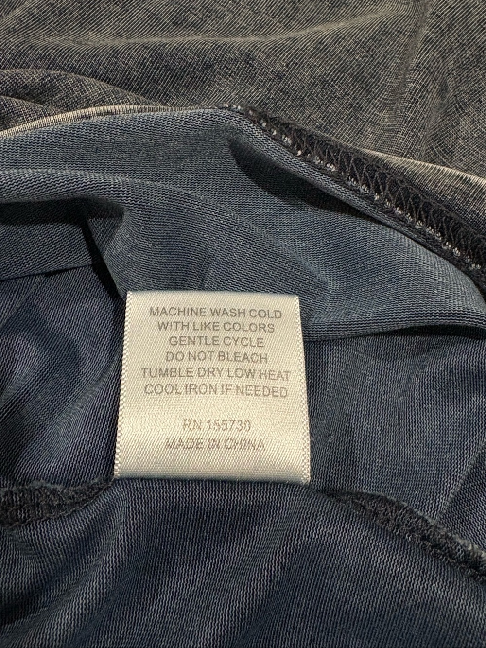 Mineral Wash Puff Sleeve Tee Crew Neck Blue Gray Large - Picture 11 of 11
